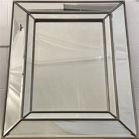 *Heavy* Paneled Beveled Glass Wall Mirror