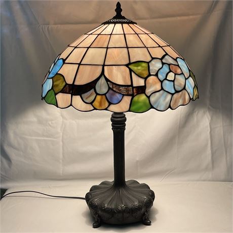 Tiffany-Style Stained Glass Lamp w/ Cast Iron Base