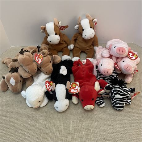 (12) TY Beanie Babies - Farm Animals