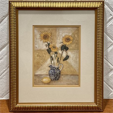 Signed Shelley Maker Hely "Sunflower Court" Framed Print