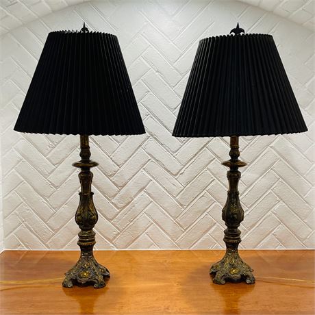 French Inspired Metal Table Lamp Pair