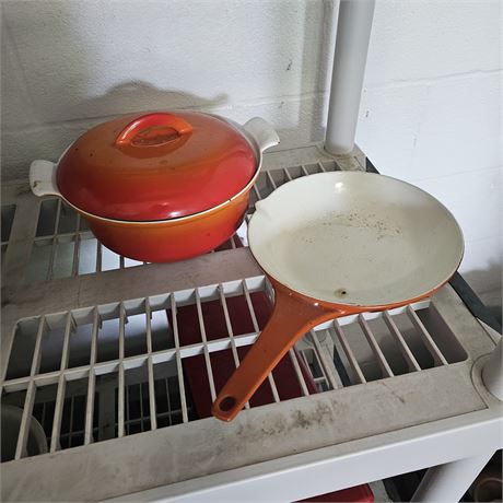Descoware Vintage Orange  Cast Iron Dutch Oven