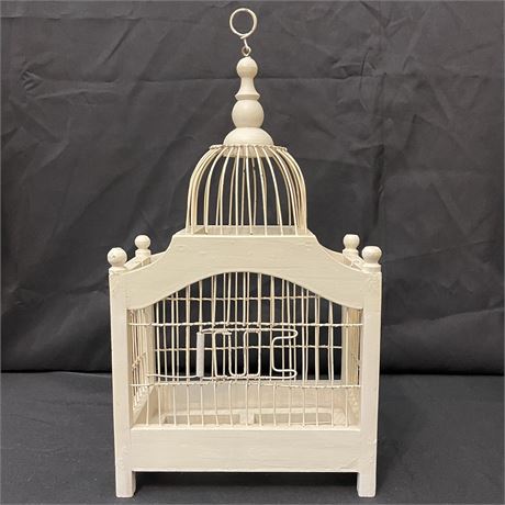 Vtg Painted Wood/Metal Birdcage
