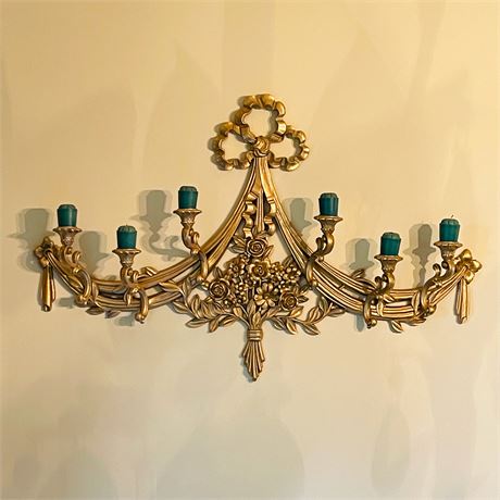Vintage Molded Resin Gold Finished Candle Wall Sconce