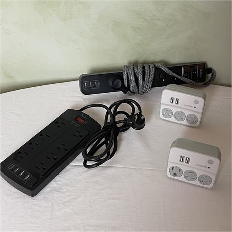 Set of 4 Surge Protectors with USB Ports
