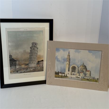 National Shrine of Immaculate Conception and Leaning Towe of Pisa Prints