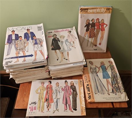 Womans & Mens Vintage McCalls & Simplicity Sewing Patterns-Large Lot