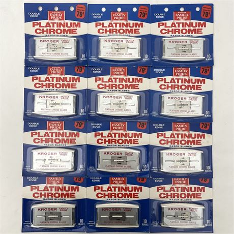 (12 Packs of 10) Sealed Kroger Platinum Chrome Double Edge Razor Blades