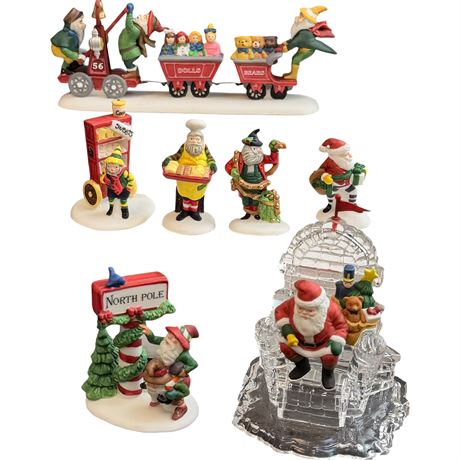 Heritage Village Porcelain Santa and Elves