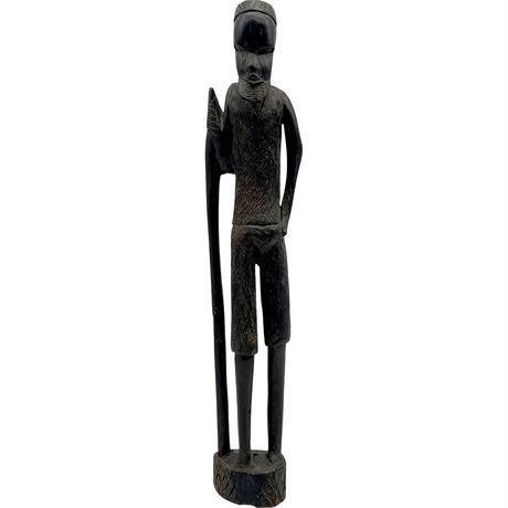 Antique Hand Carved Besmo Tribal Folk Art Wood Statue