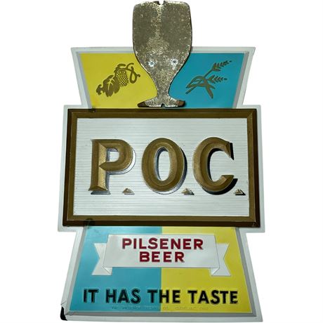Vtg P.O.C. Pilsner of Cleveland Beer Sign