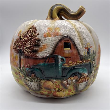 Decorated Farm Scene Artificial Pumpkin
