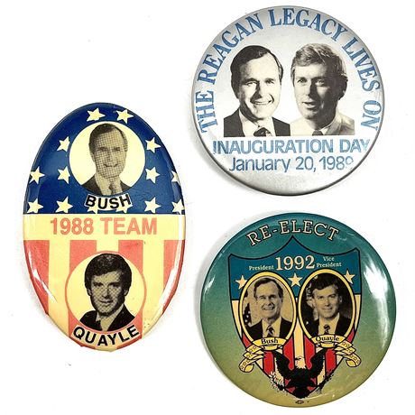 Vintage Political Campaign Pins - Bush / Quayle