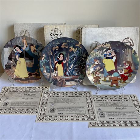Knowles Walt Disney "Snow White" Plates 10, 11 and 12 w/ Boxes & Paperwork