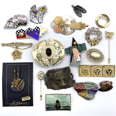 Large Array of Brooches and Hat Pins (and a charm)