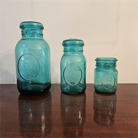 Teal Ball Ideal, Bicentennial Jar Set of 3