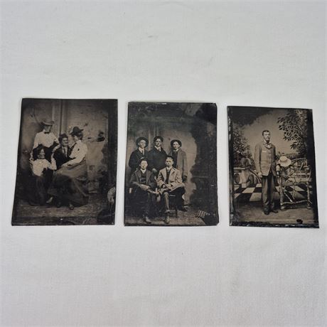 Antq Tintype Photo Lot (3) Victorian Era Portraits