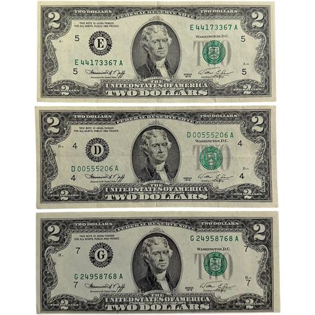 1976 $2 Green Seal Federal Reserve Notes