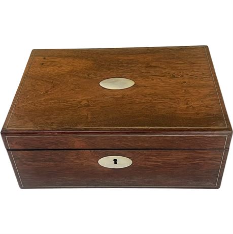 Antique Inlaid Mother of Pearl Writing Slope Document Box