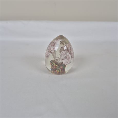Vtg Studio Art Glass Hand-Blown Paperweight Encased Mushroom Design