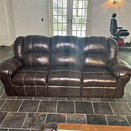 Dual Reclining Faux Leather Sofa (SEE DESCRIPTION)