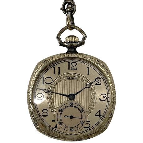 Antique Illinois Elgin Giant 14K Gold Filled Double Stock 21 Jewel Pocket Watch