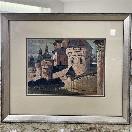 Signed Nicholas Roerich Russian Architecture Framed Art Print
