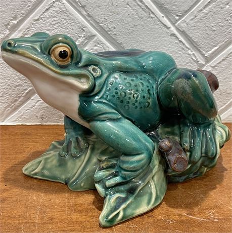 Glazed Ceramic Frog Statue