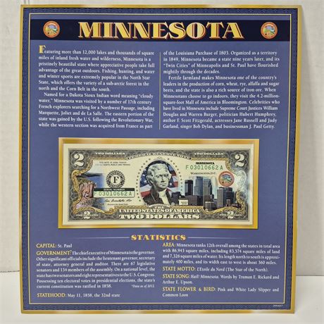 2009 Colorized Minnesota $2 Dollar Bill