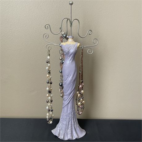 Elegant Mannequin Dress Jewelry Stand with 3 Necklaces