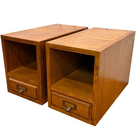 Pair of Vtg Library Card Catalog Filing Boxes