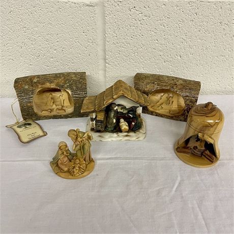 Two Bethlehem Olive Wood from The Holy Land Nativity Scenes and Others