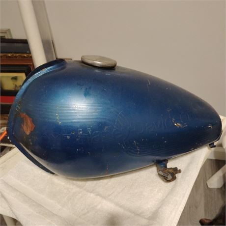 Blue Harley-Davidson motorcycle fuel tank.