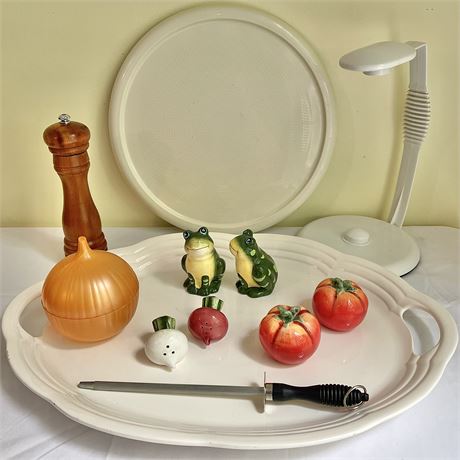Ceramic S&P Shakers, Serving Platter, Rubbermaid Kitchen Items, and More