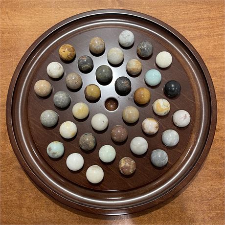 1994 Bombay Chinese Checkers with 36 Natural Stone Large Marbles
