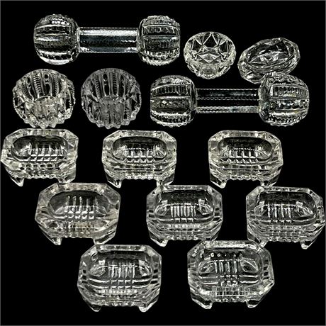 Cut Crystal Knife Rests and Salt Cellars