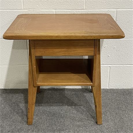 British Oak Jamestown Lounge CO 2-Tier End Table with Drawer