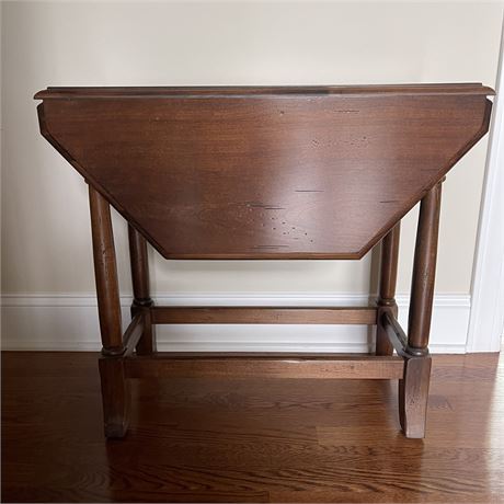 Solid Wood Drop Leaf Side Table with Worm Wood