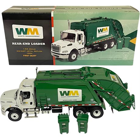 NIB 1:34 Scale First Gear Waste Management Rear-End Loader Diecast Metal Replica