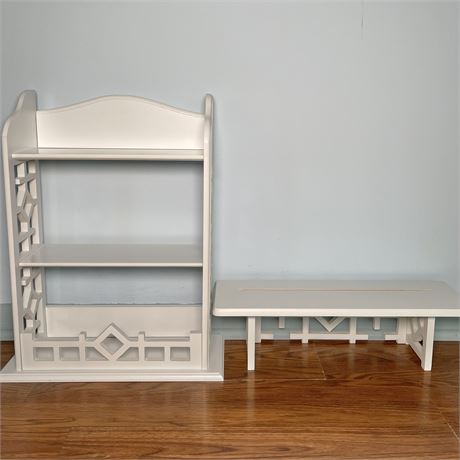 Pair of Wood Wall Hanging Display Shelves