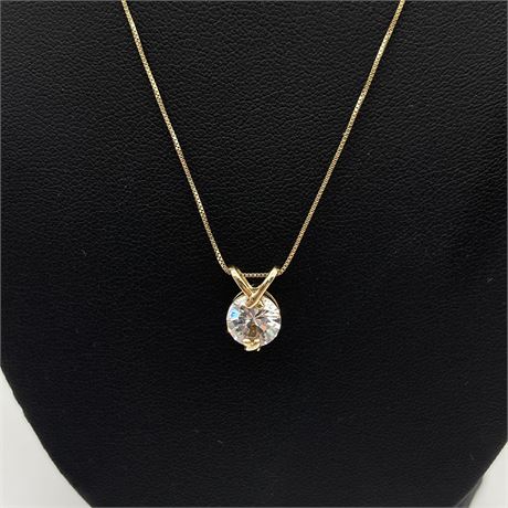 14k Yellow Gold 18" Box Chain and Pendant