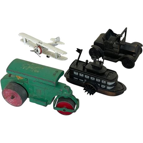 Antique Dinky Cast Iron Train, Zee Dyna Model Plane and Vtg Pencil Sharpeners