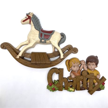 Pair of Burwood Products 1983 Rocking Horse and 1982 "Charity"