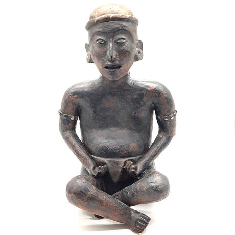 Sitting African Themed Tribal Man Resin Statue