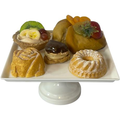 Decorative Desserts on Martha Stewart Pure White Footed Square Cake Plate
