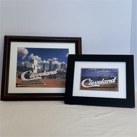 Pair of Framed "Cleveland" Skyline Prints