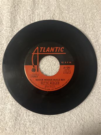 45 RPM vinyl single of "Boogie Woogie Bugle Boy" by Bette Midler, released in 19