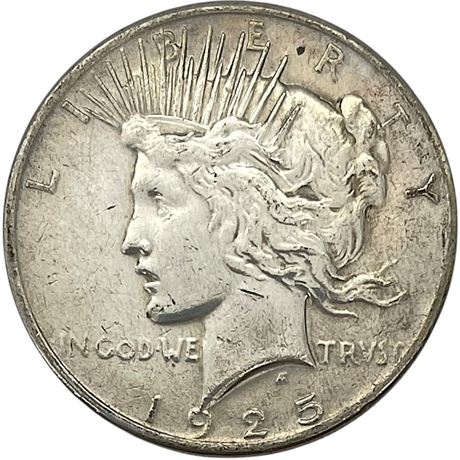 1925 Peace 90% Silver Dollar Coin