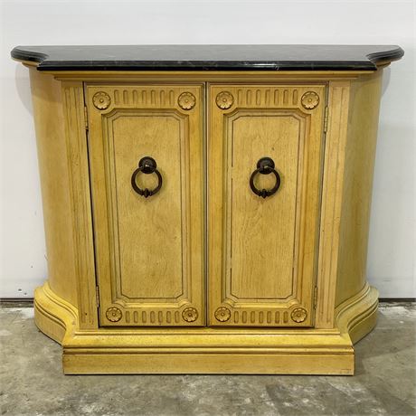 Vintage Demilune Marble Top Occasional Cabinet