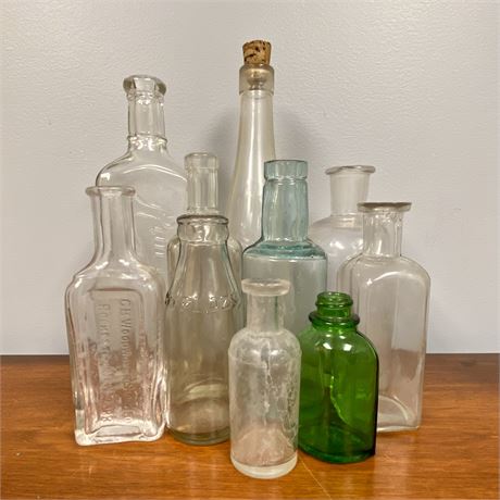 Lot of 10 Antique/Vintage Apothecary Bottles